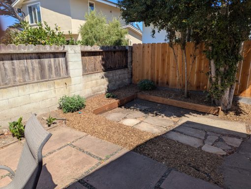 Backyard flagstone sitting area Flagstone sitting area